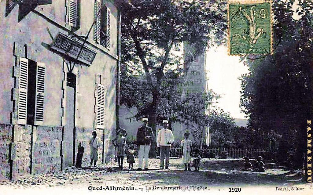 Oued-Athemia - Gendarmerie  et Eglise - 1920.jpg